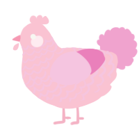 A rose and pink chicken with a lace pattern