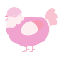 A pink and rose chicken with a head pattern