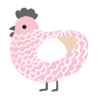 A rose and cream chicken with a lace pattern