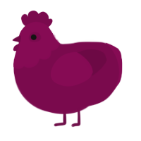 A wine chicken with a head pattern