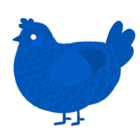 A ultramarine chicken with a lace pattern
