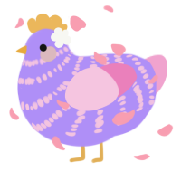 A lilac and pink chicken with a bar pattern