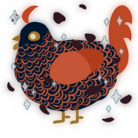 A tumblr and vermilion chicken with a double-lace pattern