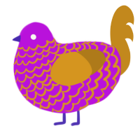 Maenads, a amethyst and ochre chicken with a lace pattern