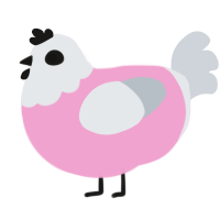 A pink and mist chicken with a head pattern