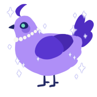 A lilac and indigo chicken