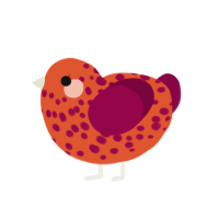 (unnamed), a vermilion and maroon chicken with a speckle pattern