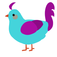 A aqua and plum chicken
