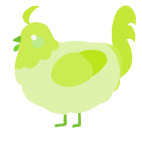 A apple and lime chicken with a head pattern