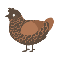 A bark and brown chicken with a lace pattern