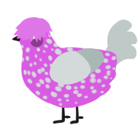 A orchid and silver chicken with a speckle pattern