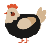 A sable and beige chicken with a head pattern