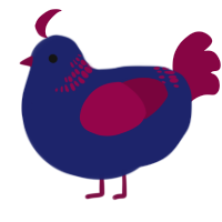 A navy and maroon chicken with a neck-band pattern