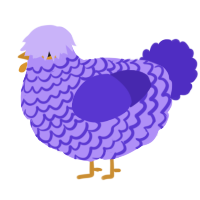 A lilac and indigo chicken with a lace pattern