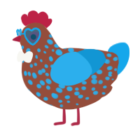 A russet and sky chicken with a speckle pattern