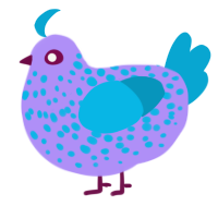 A lilac and cerulean chicken with a speckle pattern