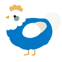 A sapphire and white chicken with a head pattern