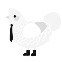 A white chicken with a lace pattern