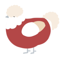 A red and cream chicken with a head pattern