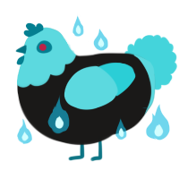 A sable and aqua chicken with a head pattern
