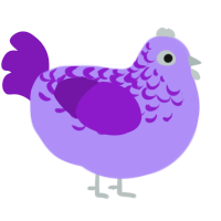 A lilac and violet chicken with a half-lace pattern