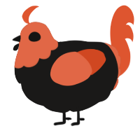 A sable and vermilion chicken with a head pattern