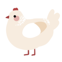 A cream chicken with a neck-band pattern