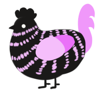 A sable and lavender chicken with a bar pattern