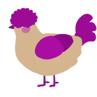 A beige and plum chicken