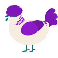 A cream and violet chicken with a neck-band pattern