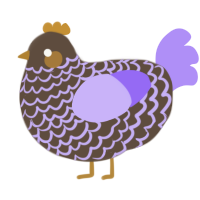 A bark and lilac chicken with a lace pattern