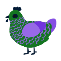 A leaf and blurple chicken with a lace pattern