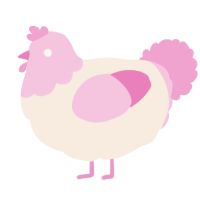 A cream and pink chicken with a head pattern
