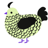 A apple and black chicken with a lace pattern