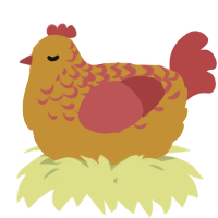 A gold and red chicken with a half-lace pattern