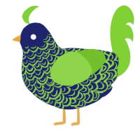 A navy and grass chicken with a double-lace pattern