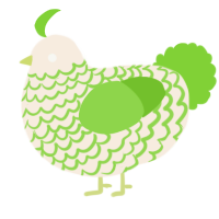 A cream and grass chicken with a lace pattern