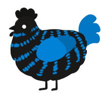 A sable and sapphire chicken with a bar pattern