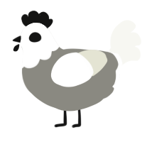 A ash and white chicken with a head pattern