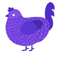 A blurple and indigo chicken with a lace pattern