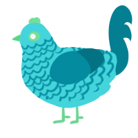 A aqua and sea chicken with a lace pattern