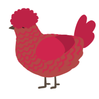 A red and crimson chicken with a lace pattern