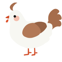 A white and brown chicken