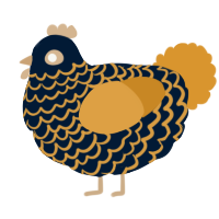 A tumblr and orange chicken with a lace pattern