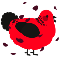 A crimson and black chicken with a neck-band pattern
