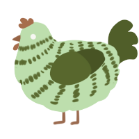 A gluppy and olive chicken with a bar pattern