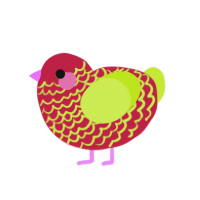 Taki Lime, a crimson and lime chicken with a lace pattern