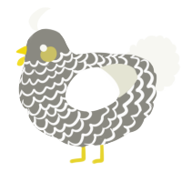 A ash and white chicken with a lace pattern