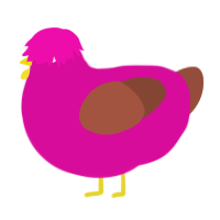 A fuchsia and russet chicken