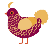 A maroon and honey chicken with a lace pattern